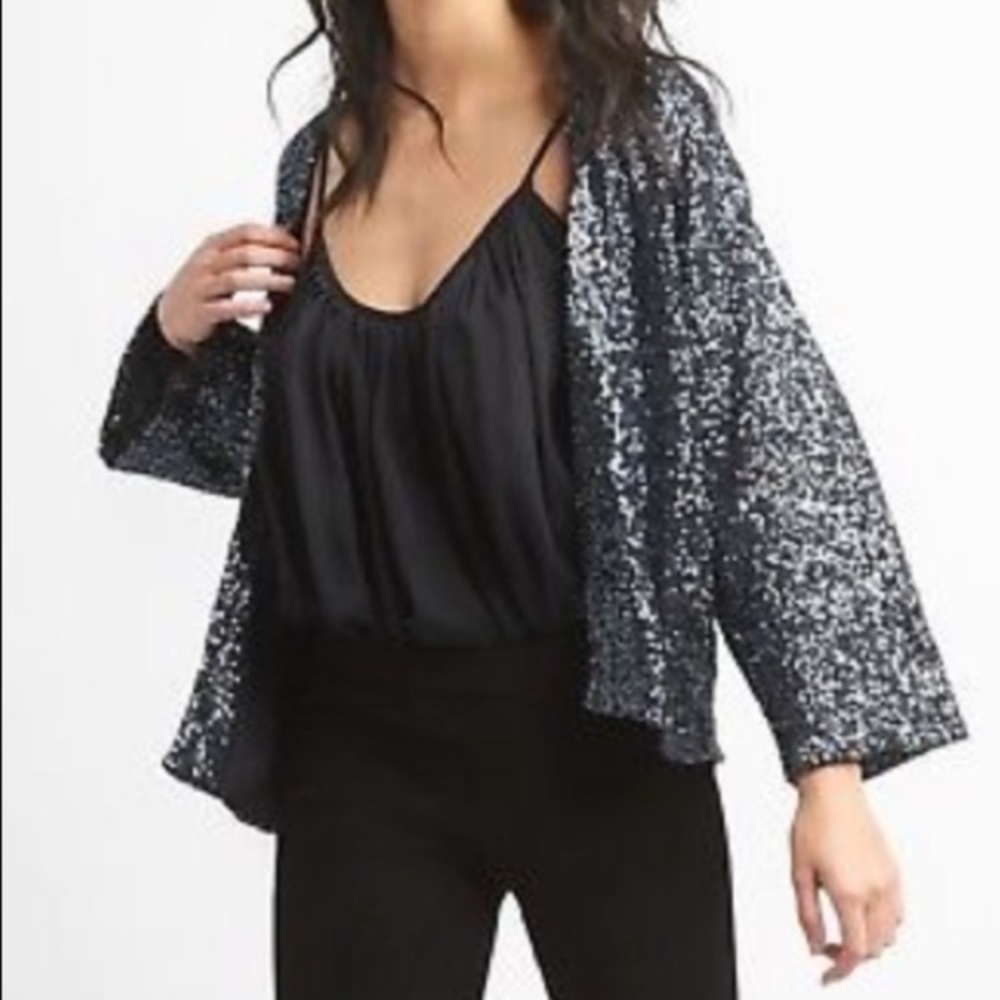 GAP Long Sleeve Sequin Embellished Kimono Jacket